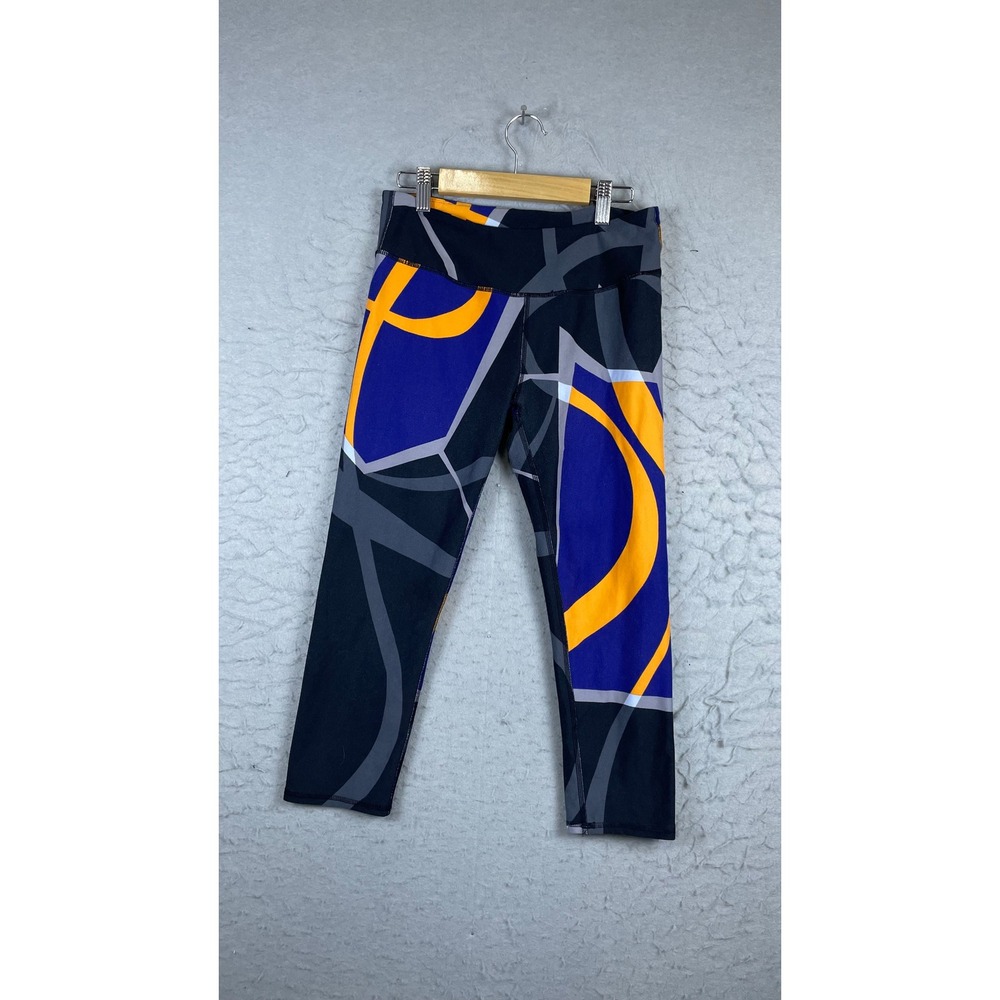 Fabletics Leggings Womens Medium Blue Orange Excellent Geometric Crop Yoga Pants